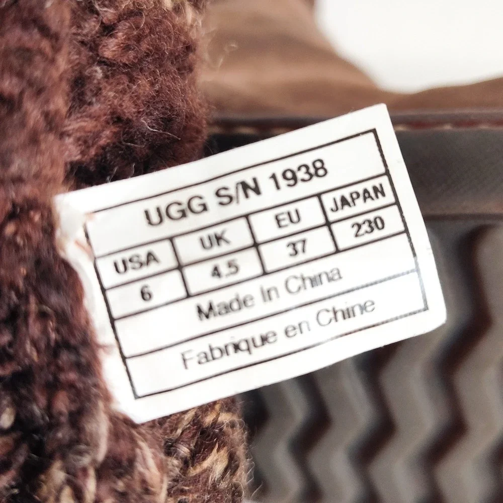 Ugg Boots Knee High Size 6 Cresthaven Knit Shaft Wedge Winter Brown Leather Boho - Picture 8 of 9